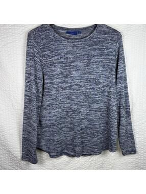 Apt. 9 Women Long Sleeve Round Neck Pullover Top Heather Blue Large SOFT Layerin